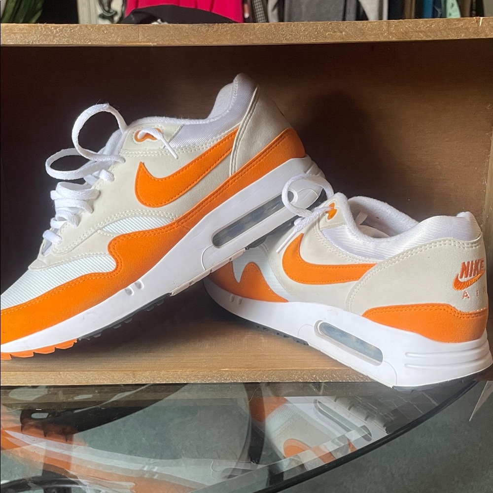 Nike White and Orange Low-Top Sneakers